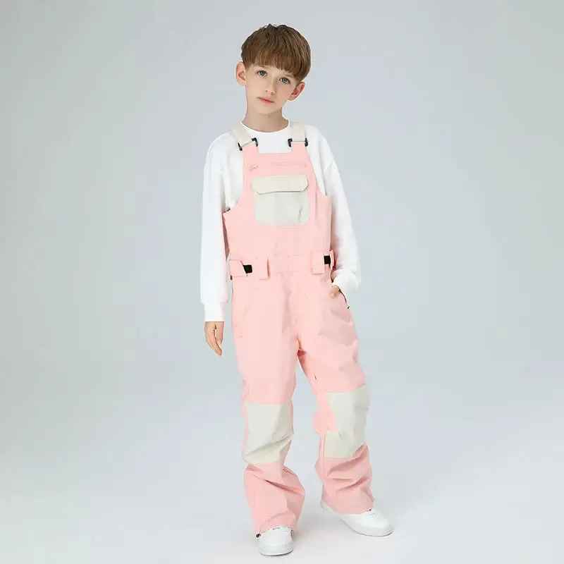 Kids Colorblock Ski Overall Bib Pants