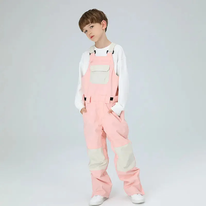 Kids Colorblock Ski Overall Bib Pants