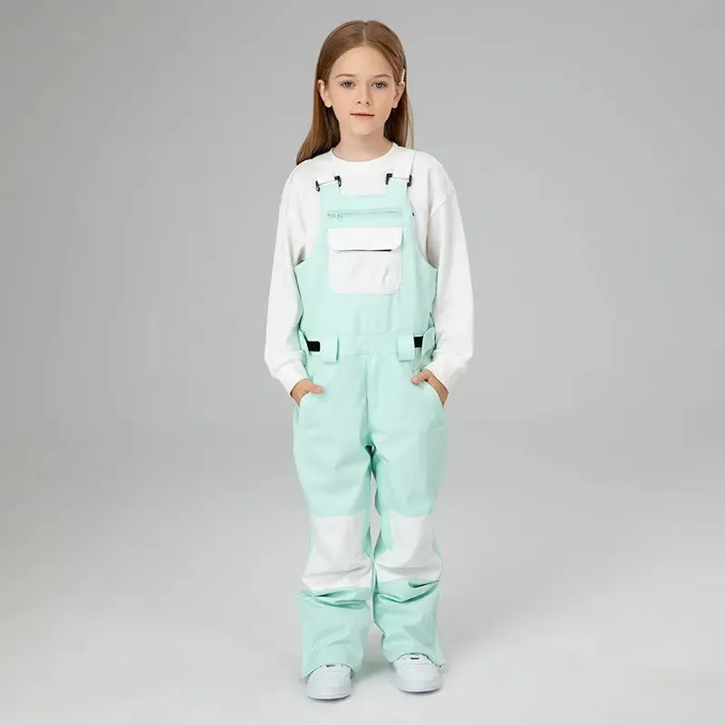 Kids Colorblock Ski Overall Bib Pants