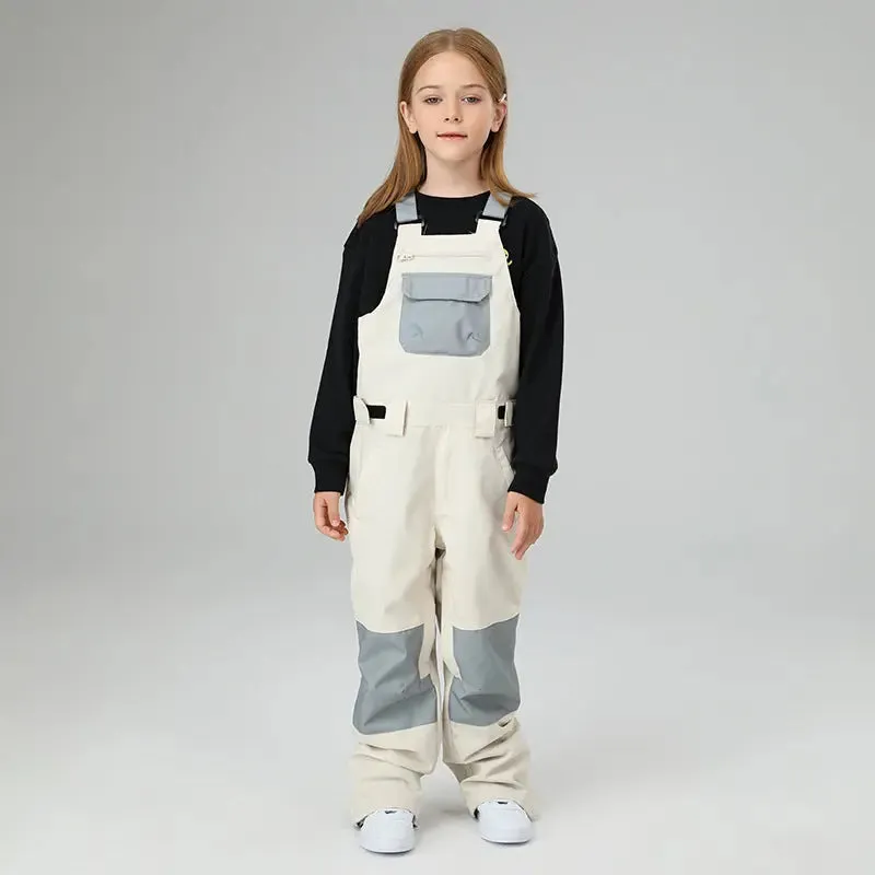 Kids Colorblock Ski Overall Bib Pants