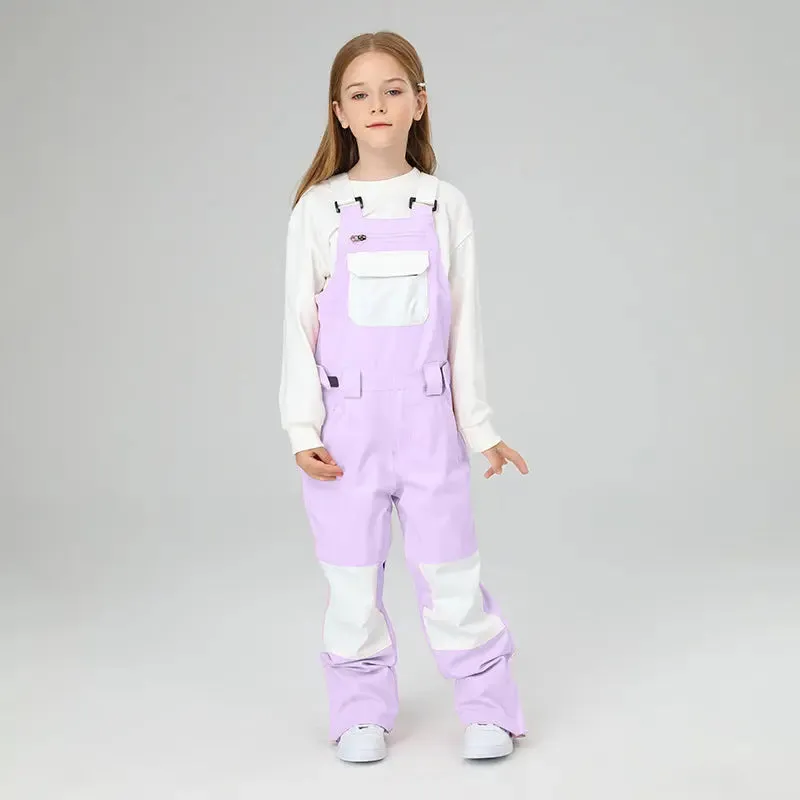 Kids Colorblock Ski Overall Bib Pants