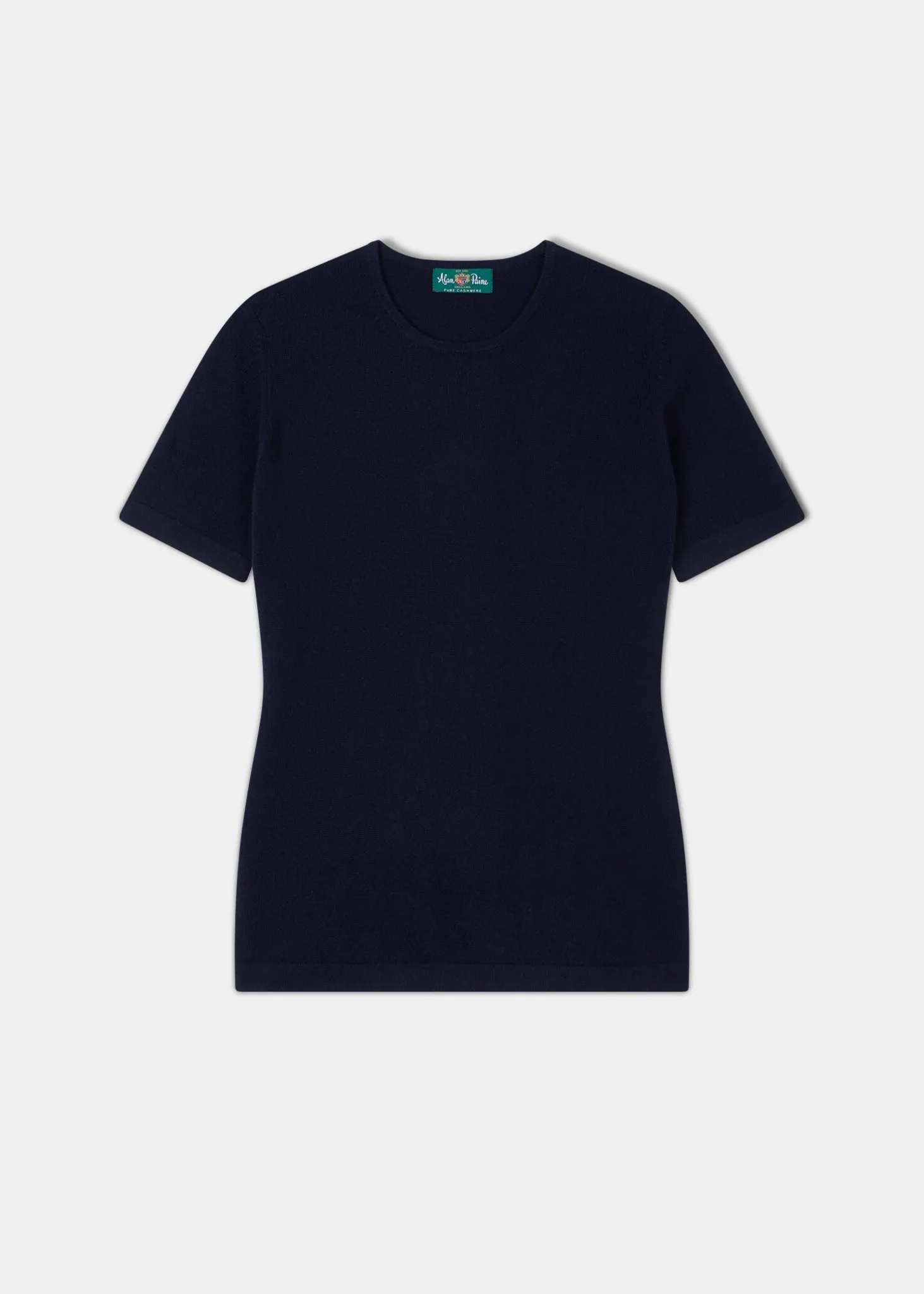 Lisa Ladies Cashmere Short Sleeve Crew Neck In Dark Navy