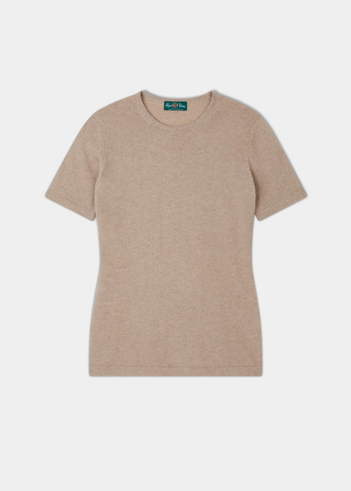 Lisa Ladies Cashmere Short Sleeve Crew Neck In Linen