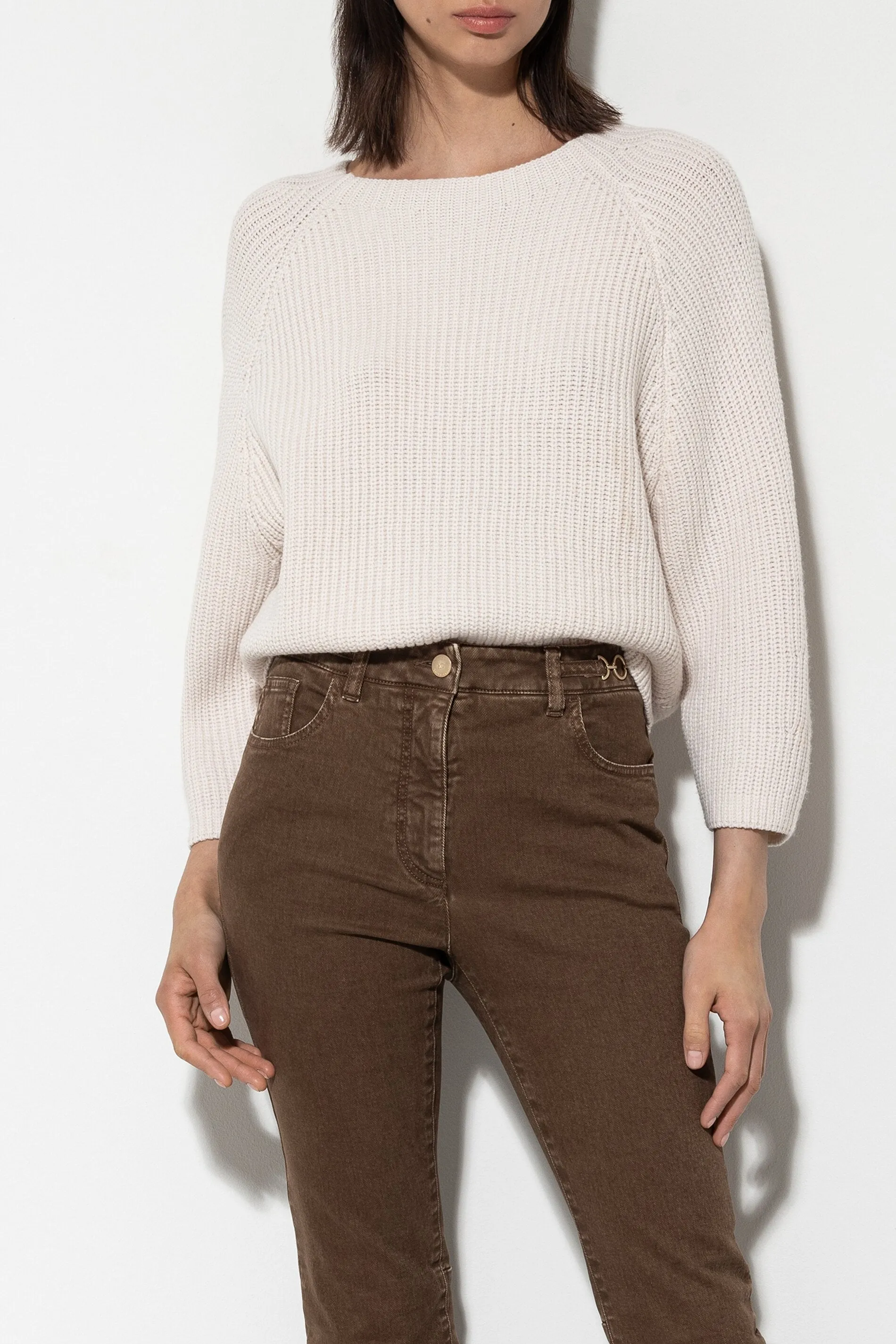 LUISA CERANO Cream Knit Sweater