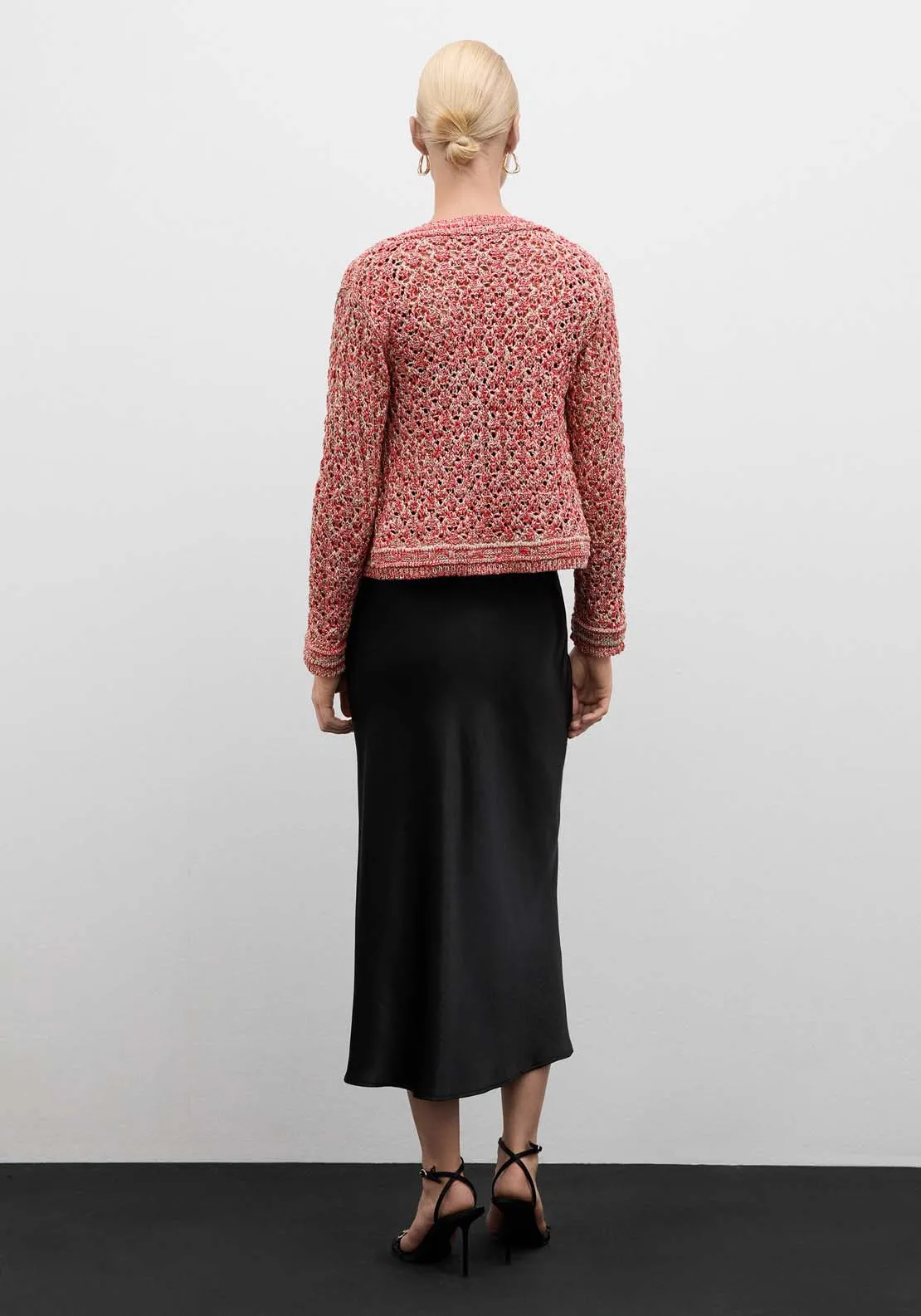 Lurex openwork cardigan - Red