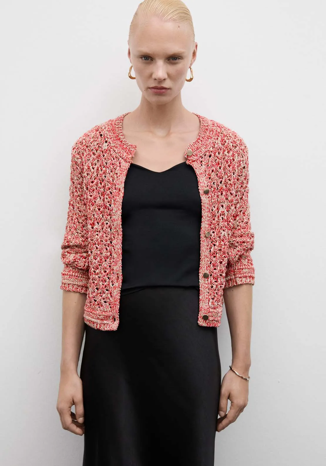 Lurex openwork cardigan - Red