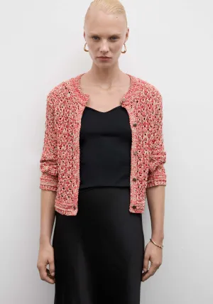 Lurex openwork cardigan - Red