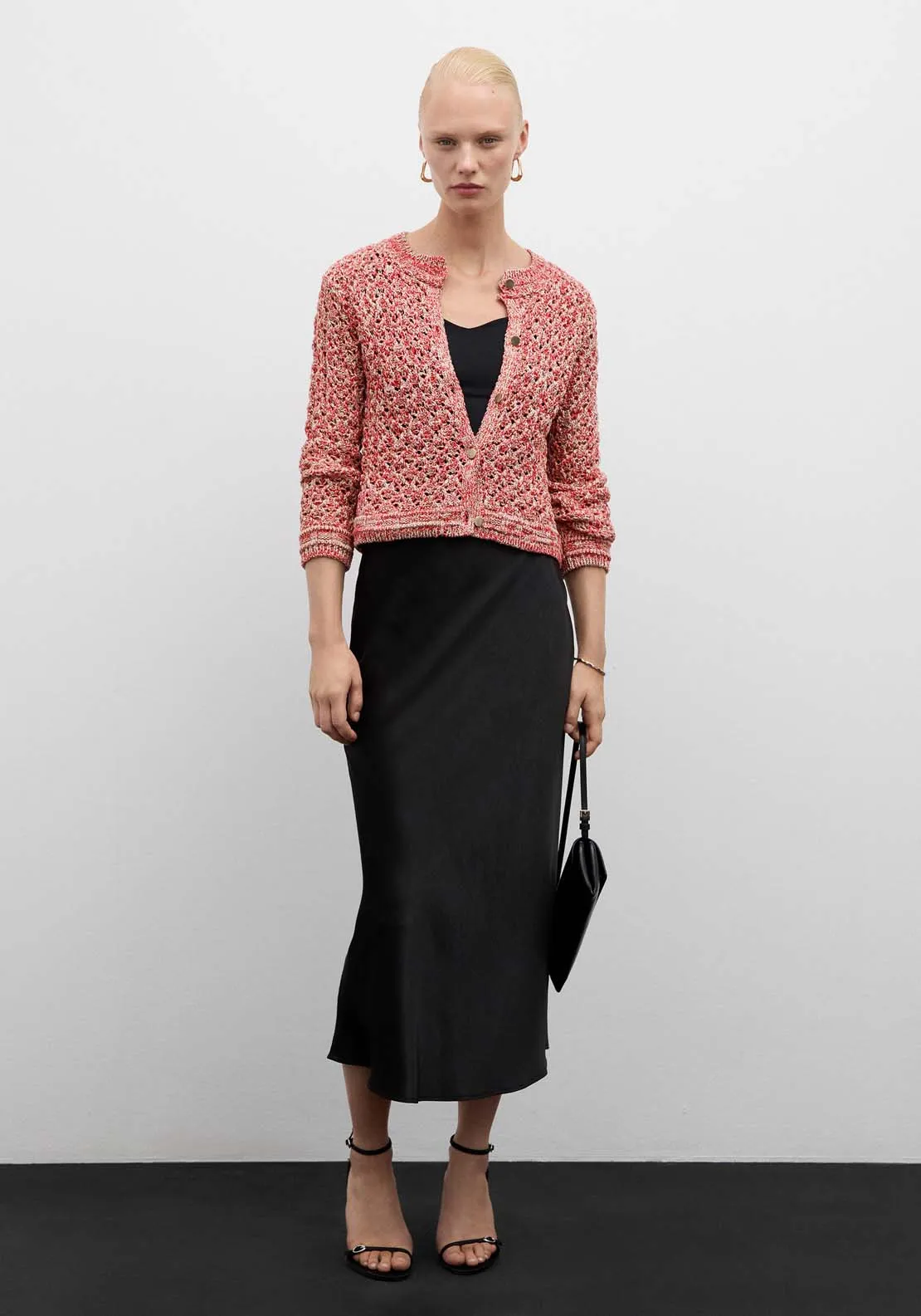 Lurex openwork cardigan - Red