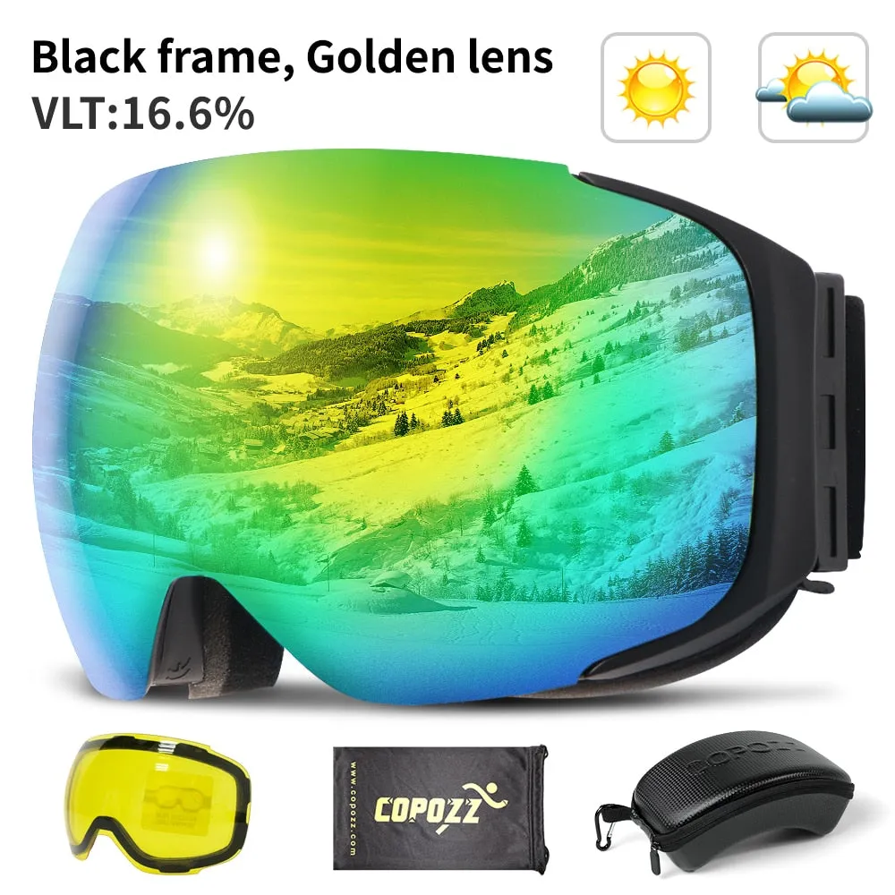 Magnetic UV Protection Anti-Fog Ski Goggles