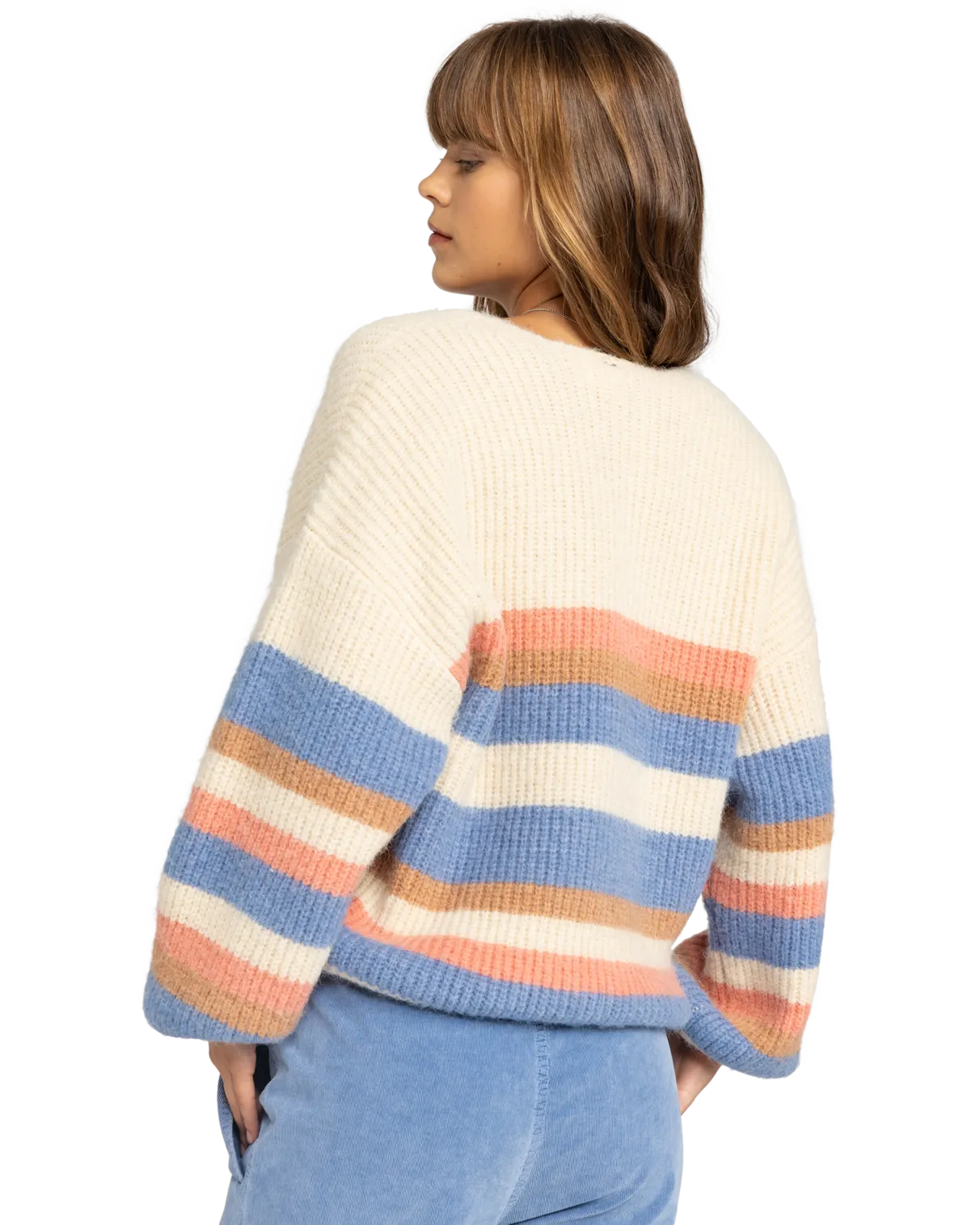 Marble Tiles Stripe Cardigan in Parchment