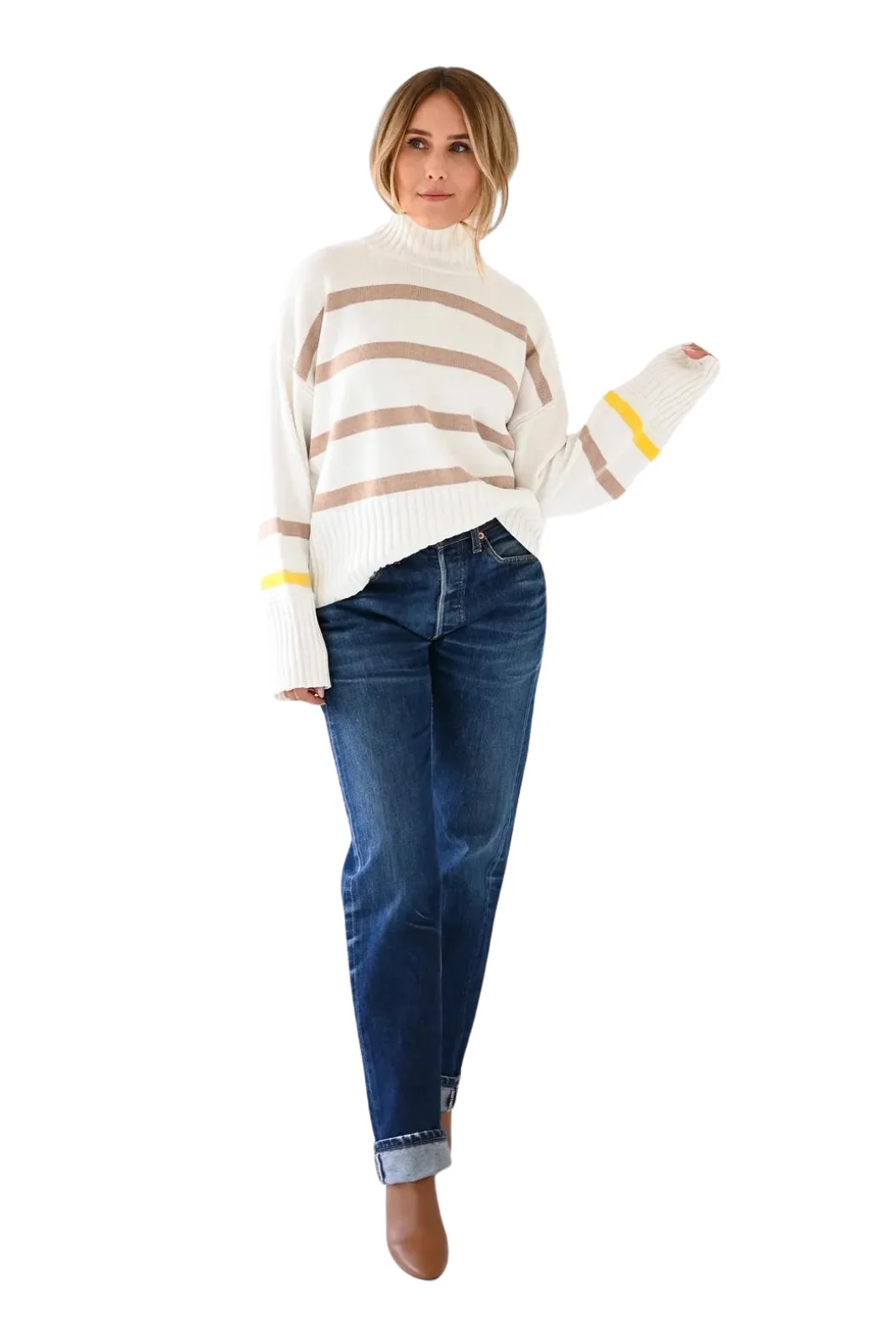 Marlow Sweater Wide Stripe, Milky Way