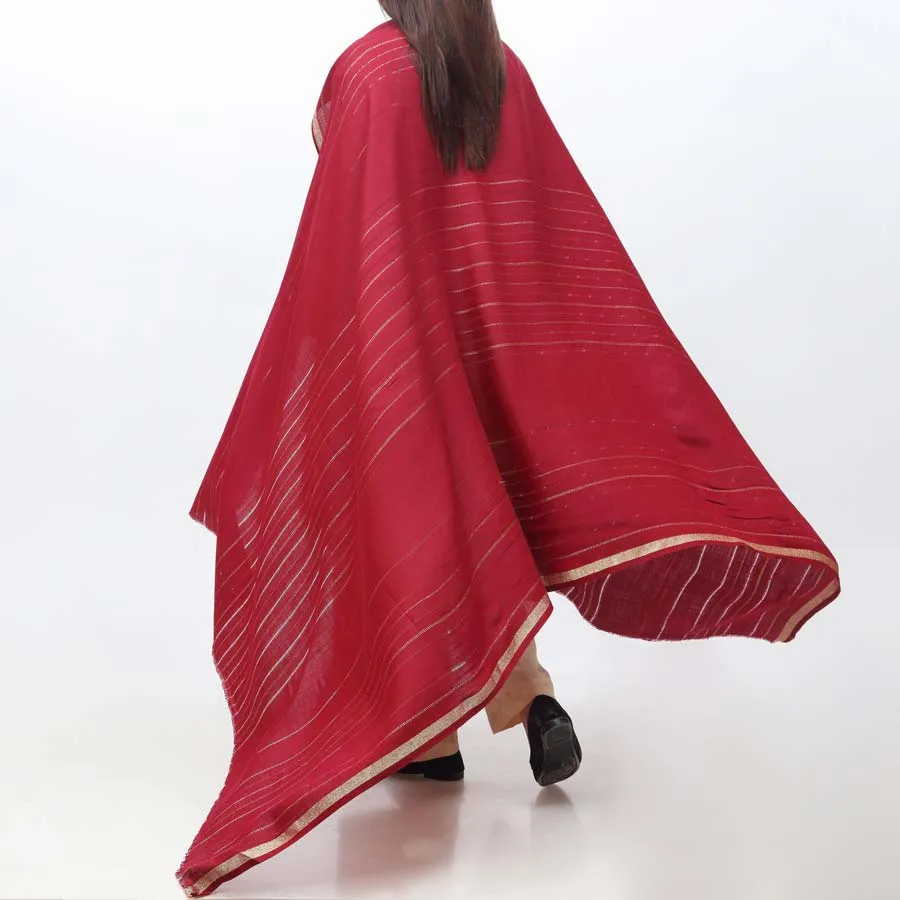 Maroon Zari Border Shawl PW3709