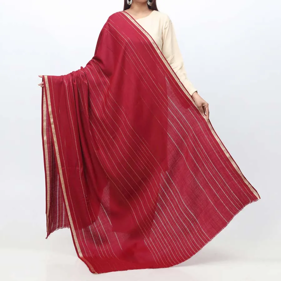 Maroon Zari Border Shawl PW3709