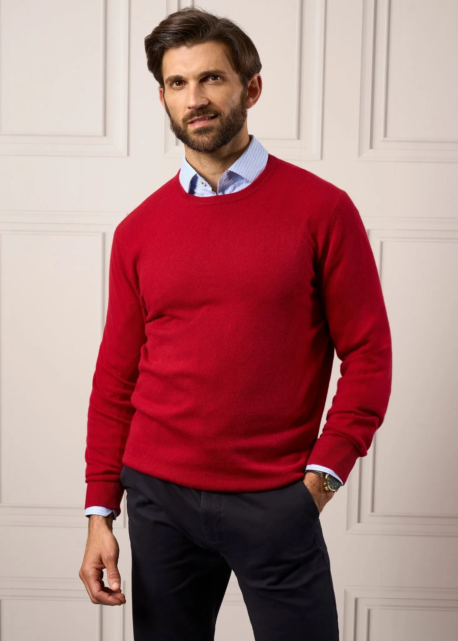 Melfort Cashmere Jumper in Ruby - Regular Fit