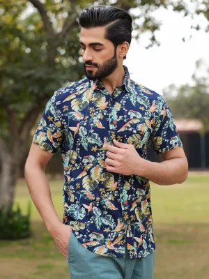 Men's Floral Print Pure Viscose Rayon Multi Colour Casual Shirt