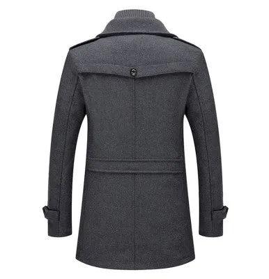 Men's Luxurious Turtleneck Mid-Length Wool Winter Coat | Ideal for Autumn/Winter