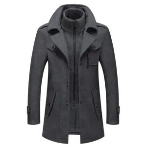 Men's Luxurious Turtleneck Mid-Length Wool Winter Coat | Ideal for Autumn/Winter