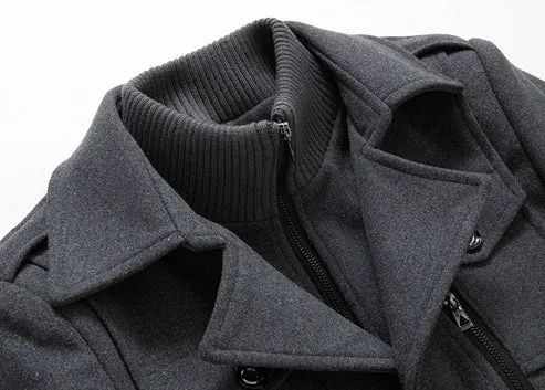 Men's Luxurious Turtleneck Mid-Length Wool Winter Coat | Ideal for Autumn/Winter