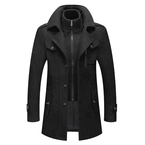 Men's Luxurious Turtleneck Mid-Length Wool Winter Coat | Ideal for Autumn/Winter