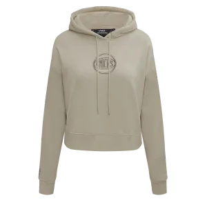 NBA NEW YORK KNICKS NEUTRAL WOMEN'S CROPPED PO HOODIE (TAUPE)