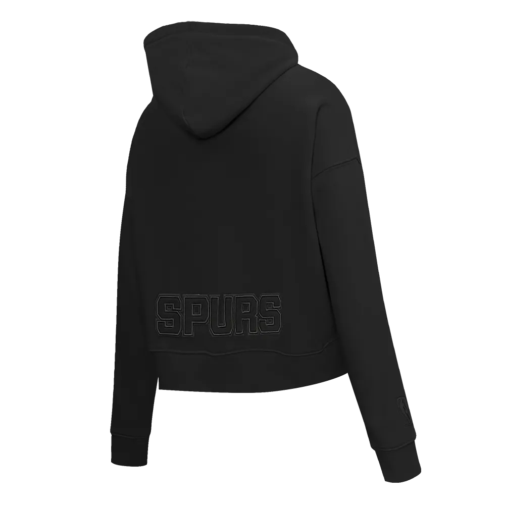 NBA SAN ANTONIO SPURS NEUTRAL WOMEN'S CROPPED PO HOODIE (BLACK)