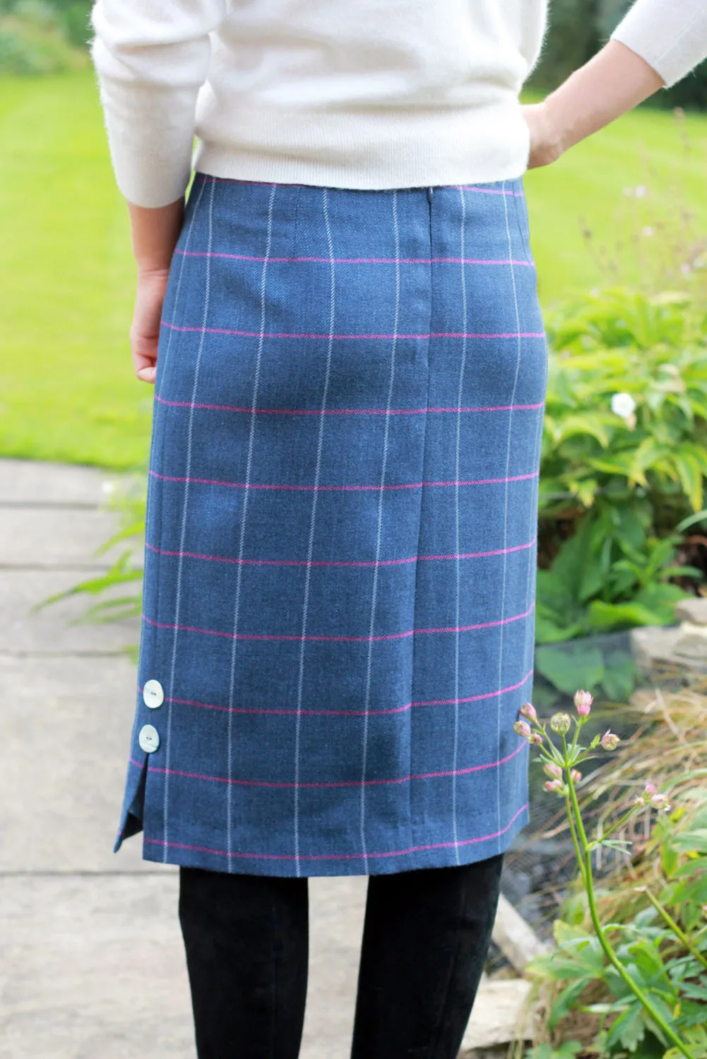 Norfolk | Ladies Blue Check Linen Skirt