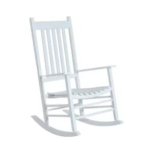 Outdoor Porch Rocking Chair Armchair Wooden Patio Rocker Balcony Deck Garden Seat White