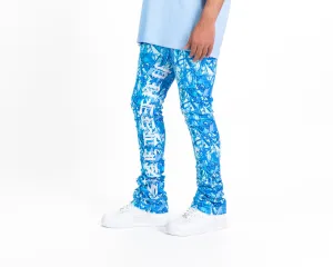 Pheelings AGAINST ALL ODDS FLARE STACK DENIM  (BLUE CAMO/WHITE)