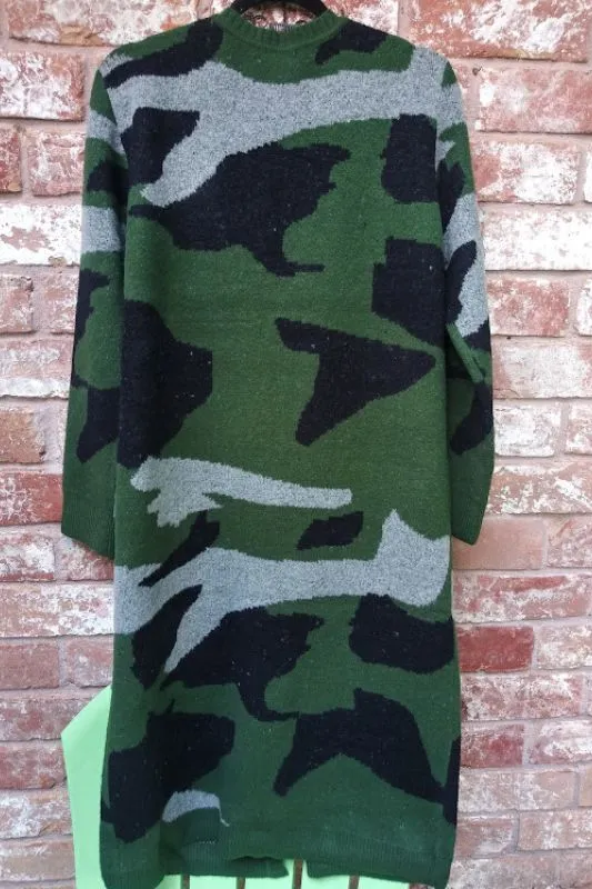 Promesa Camouflage Long Cardigan - Green