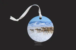 "Winter Herd of Pronghorn Antelope” Fine Art Metal Print Ornaments