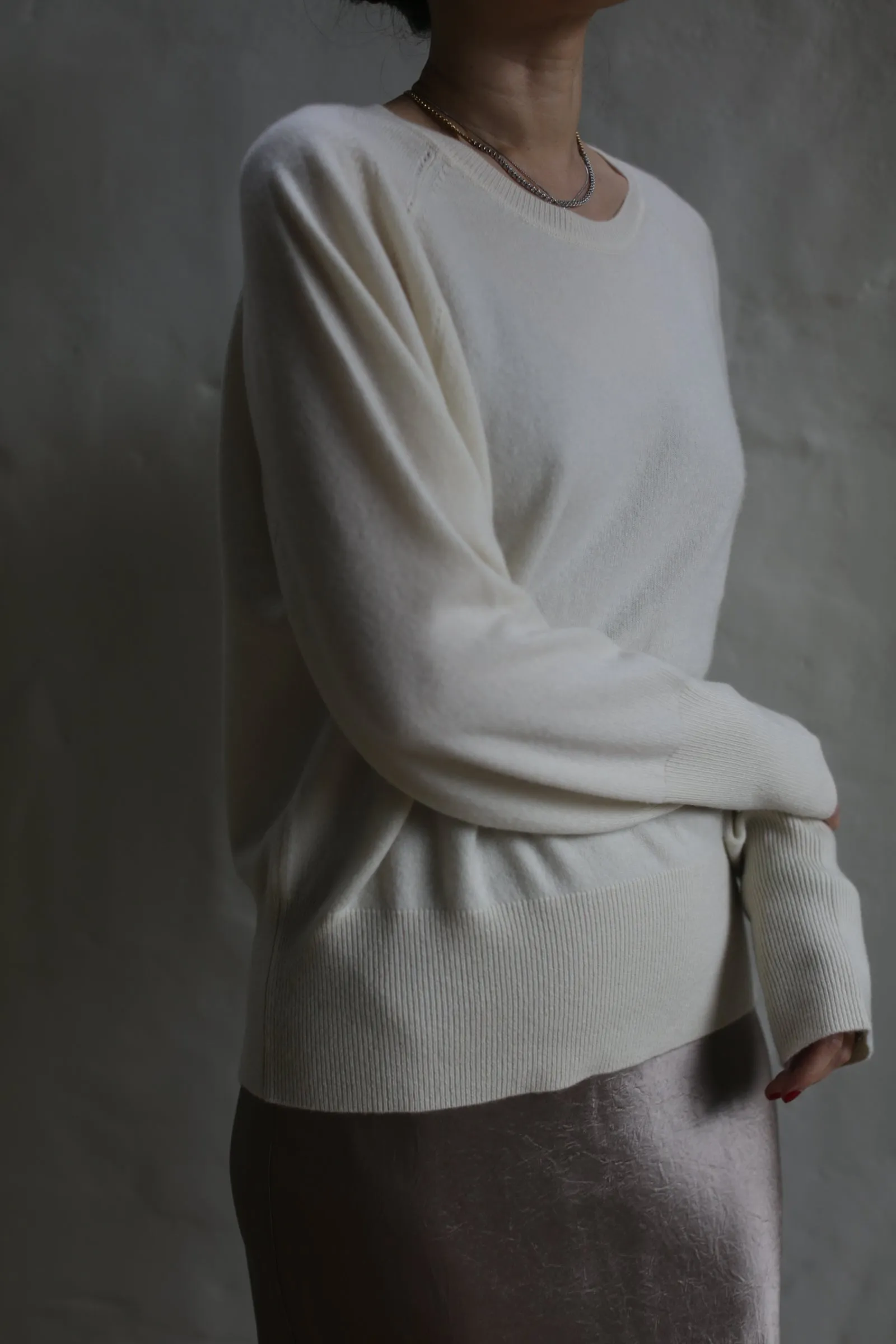 Raglan Crewneck Cashmere Sweater | Ivory