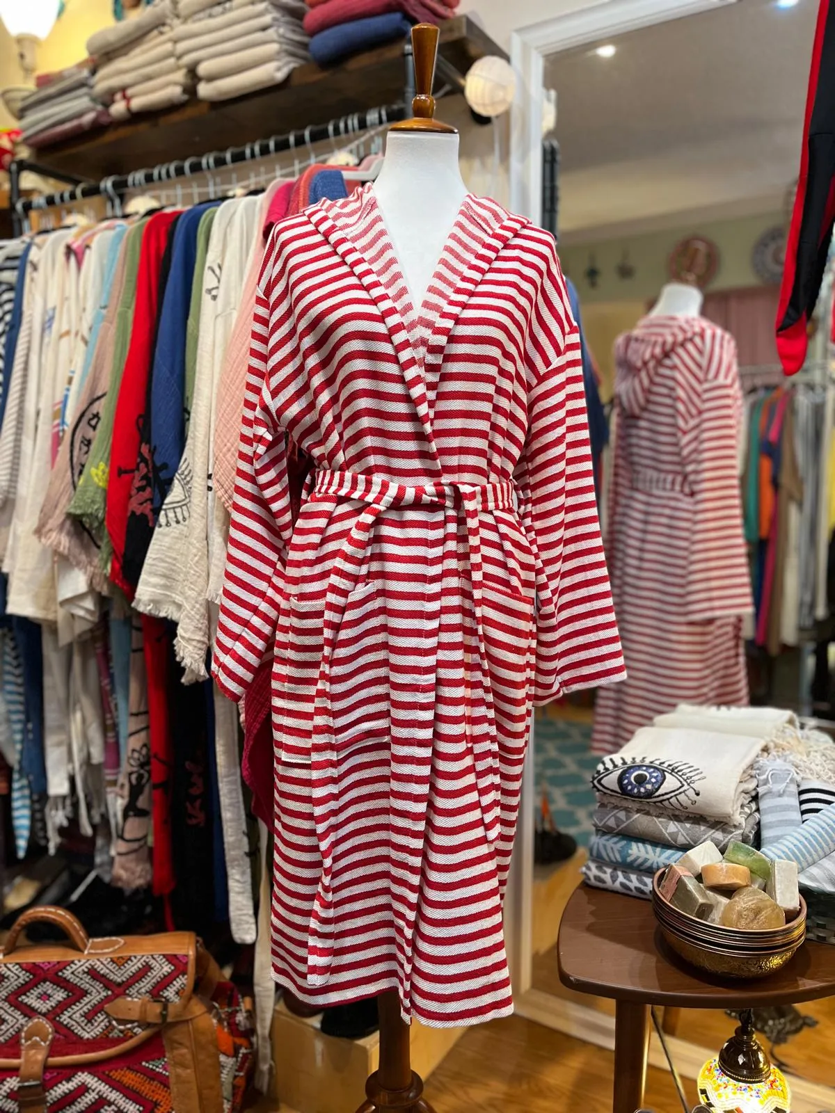 Red White Striped Robe