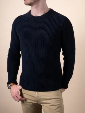 RIBBED SWEATER<br>NAVY