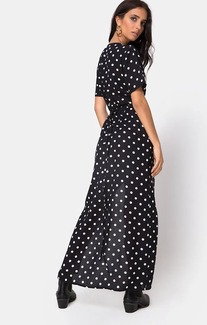 Riva Dress in Medium Polka B/W