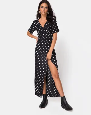 Riva Dress in Medium Polka B/W