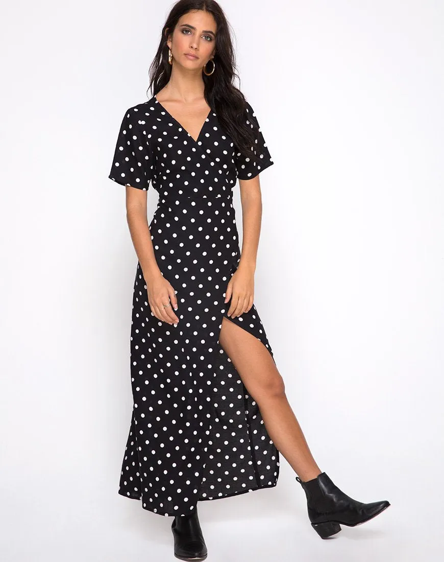 Riva Dress in Medium Polka B/W