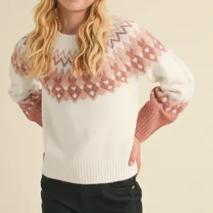 Rose Tween Geometric Sweater