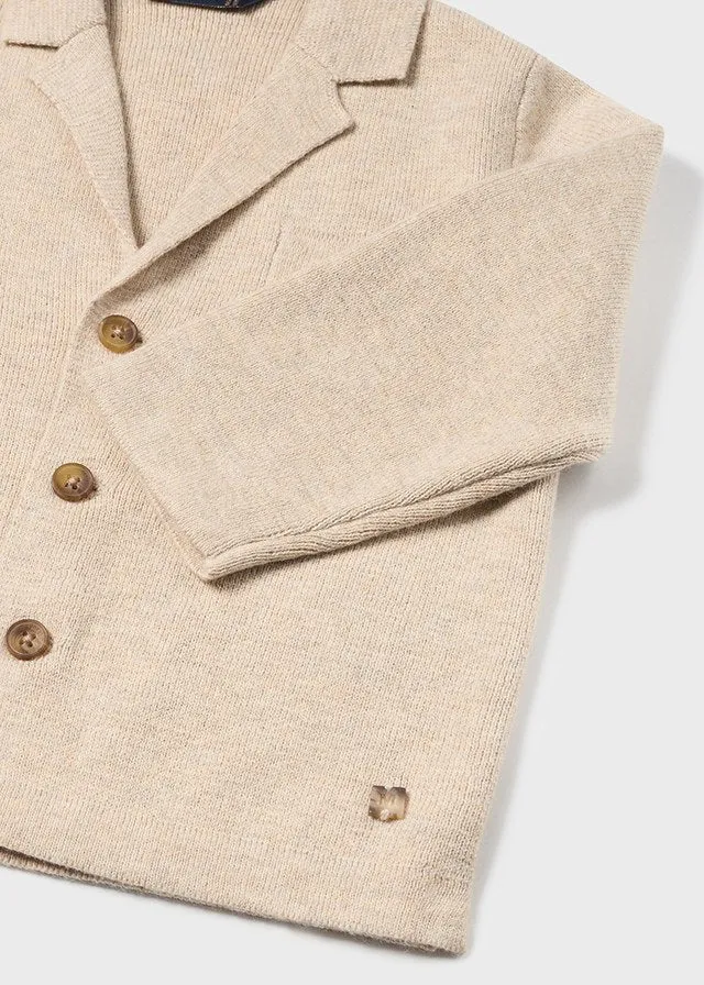 Sand Long Sleeve Collared Cardigan