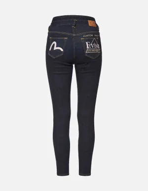 Seagull and Logo Print Skinny Jeans