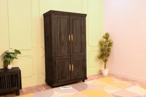 Solid Plain Door Sheesham Wood Wardrobe (Stone Finish) - 6127