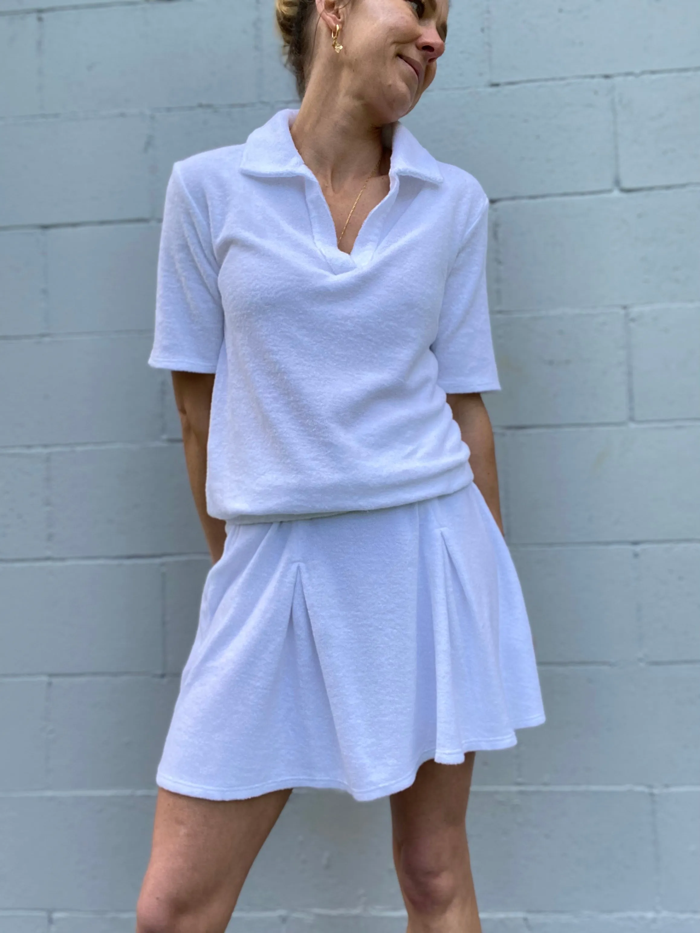 STATESIDE Terry Tennis Skirt WHITE