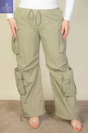 Stylish Plus Size Drawstring Parachute Pants