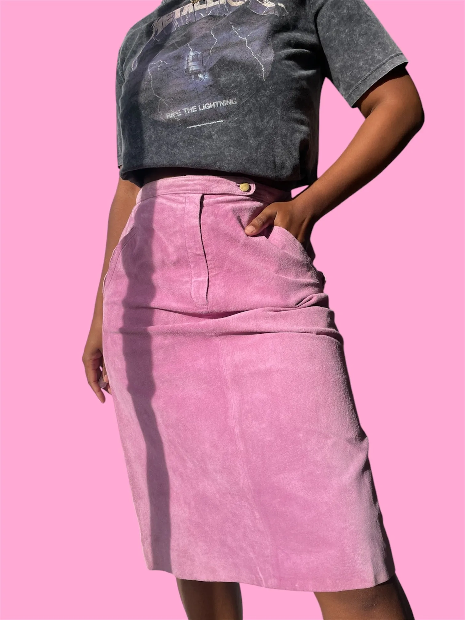 Suede Leather Lilac Skirt