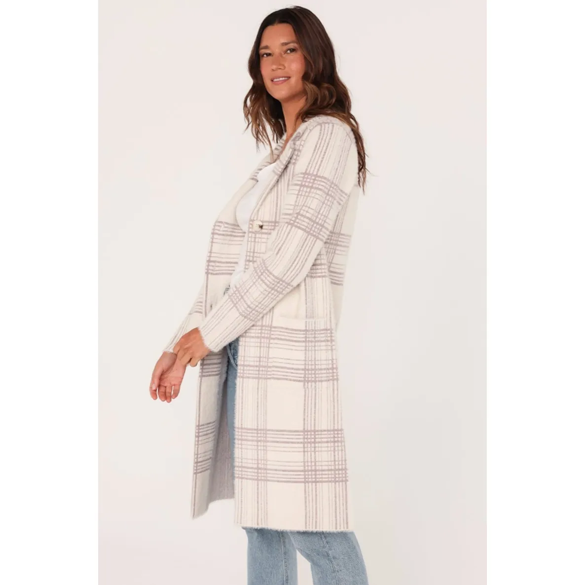 The Princeton Cream Plaid Coatigan