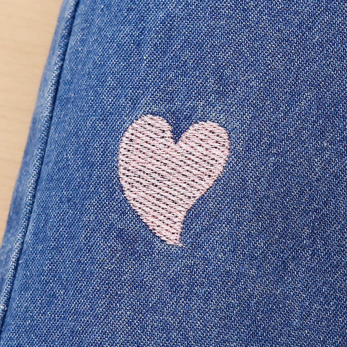 Toddler Girl Heart Embroidered Elasticized Blue Denim Jeans