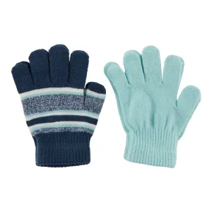 Toddler Girl's Striped Gloves, 2 Pack