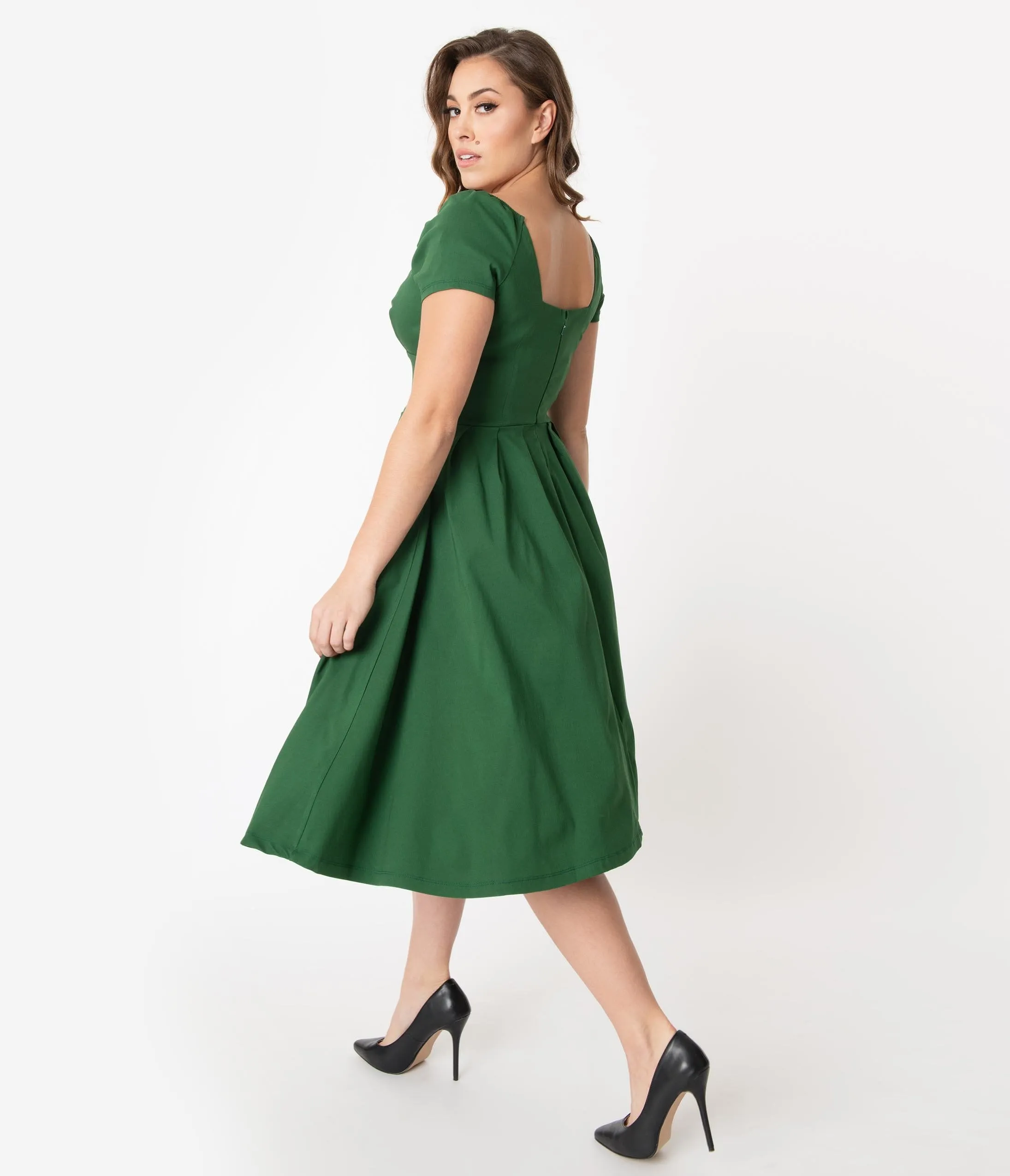 Unique Vintage 1950s Green Sweetheart Midge Swing Dress