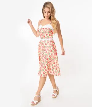 Unique Vintage Peaches & Cream Print Rachel Swing Dress