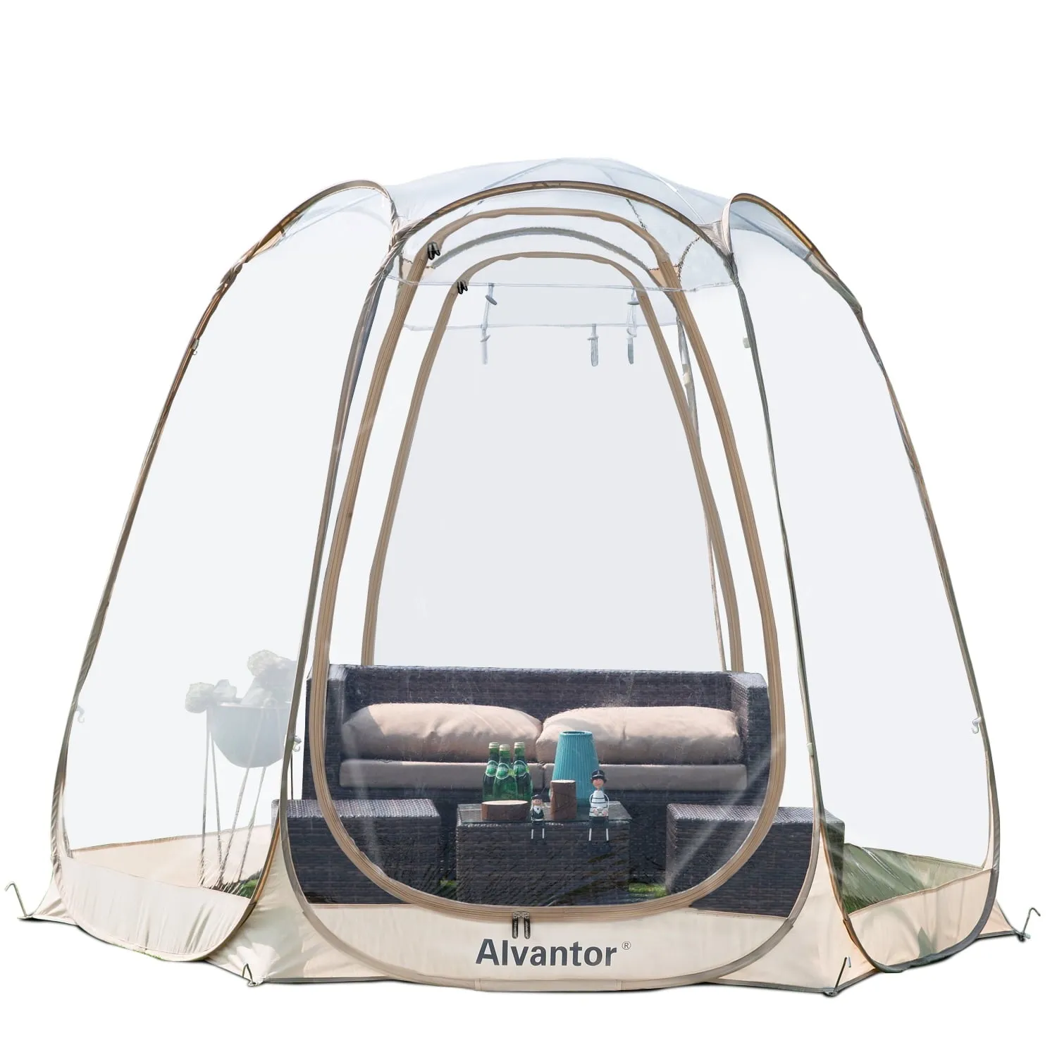 versatile Bubble Tent Pop up Canopy Family Camping Gazebo 10'Lx10W'x7'H Beige