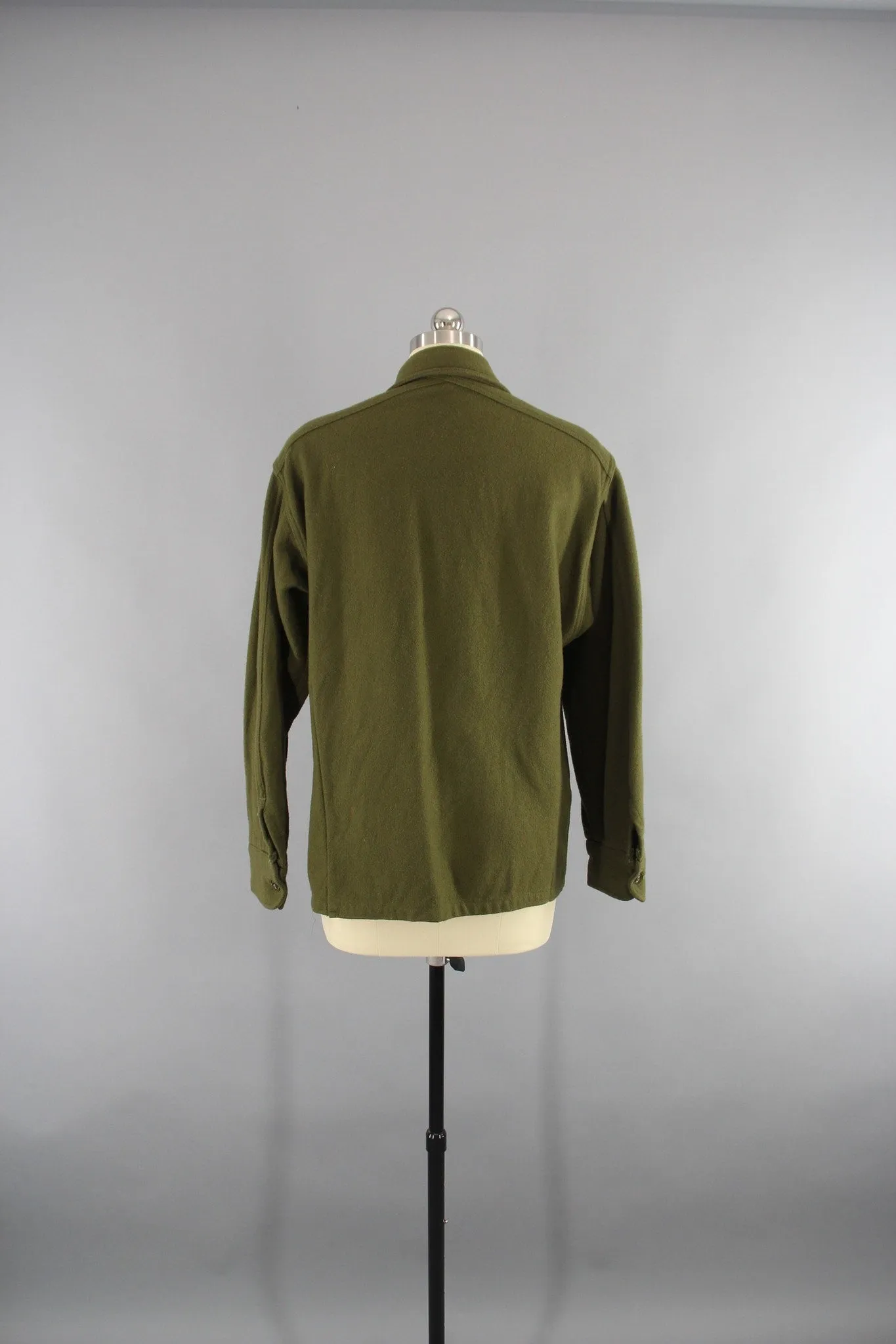 Vintage 1950s US Army Olive Drab Green Field Shirt Jacket